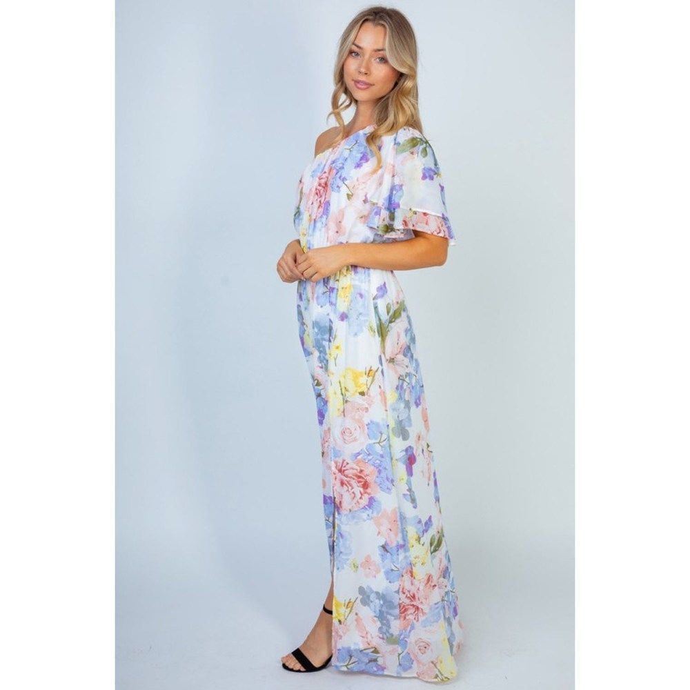 White Birch Garden Diva Floral One-Shoulder Maxi Dress - Picture 3 of 5